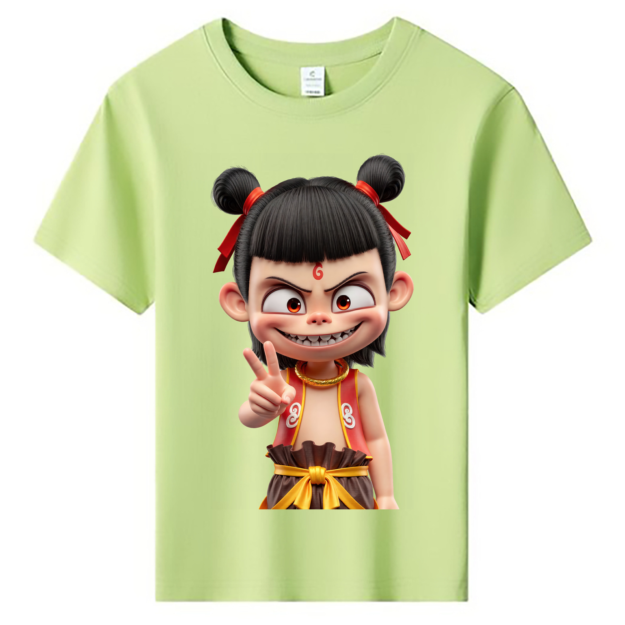 （画像用） Ne Zha 2 ナタ 魔童の大暴れ 綿100％キッズTシャツ（フロントプリント）